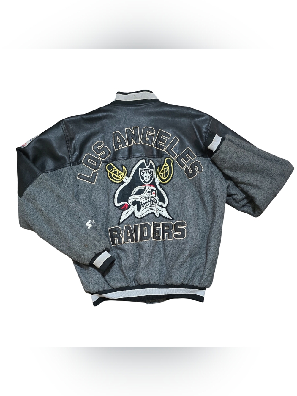 Vintage Los Angeles Raiders Wool Leather Jacket L Blanket Lined NFL